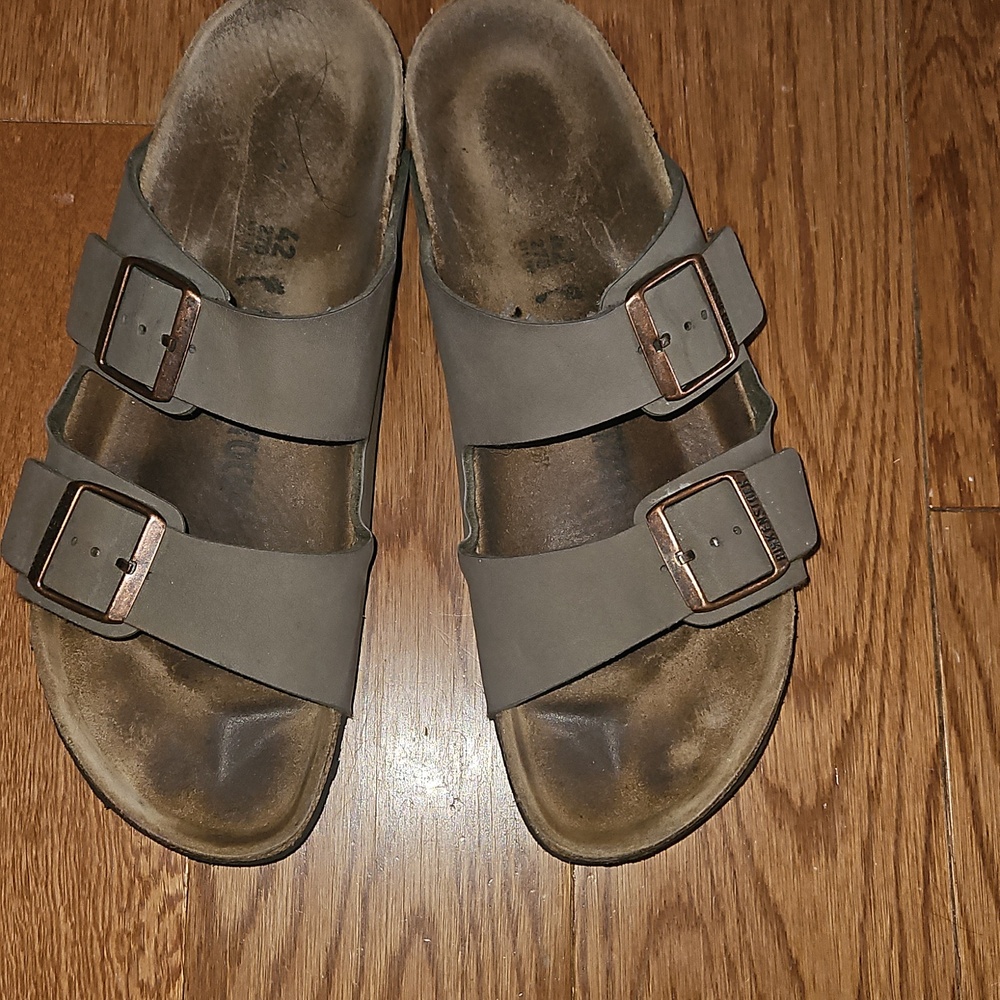 Birkenstock Brown Suede Double-Buckle Slides - Picture 5 of 7